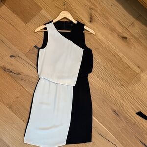 Tibi Black and White Asymmetrical Dress